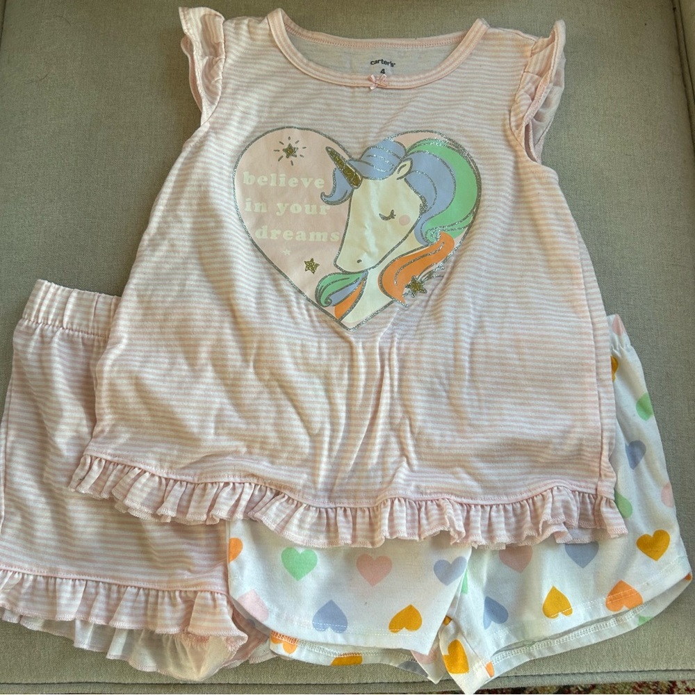Carter's Believe in Your Dreams Unicorn Pajama Set - Pink and Multicolor